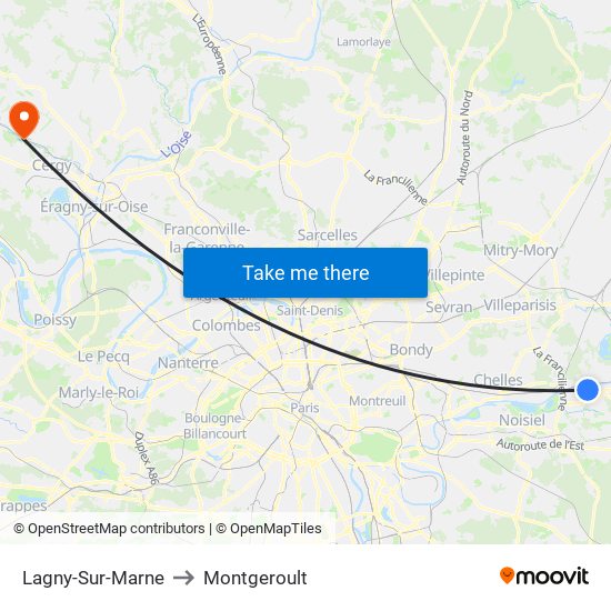 Lagny-Sur-Marne to Montgeroult map