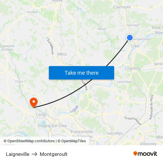 Laigneville to Montgeroult map