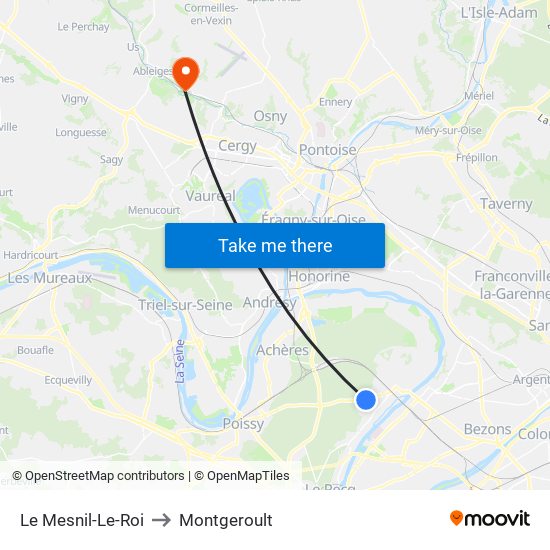 Le Mesnil-Le-Roi to Montgeroult map