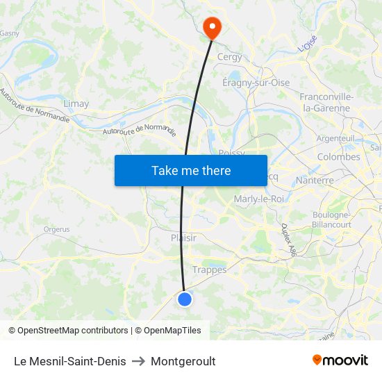 Le Mesnil-Saint-Denis to Montgeroult map