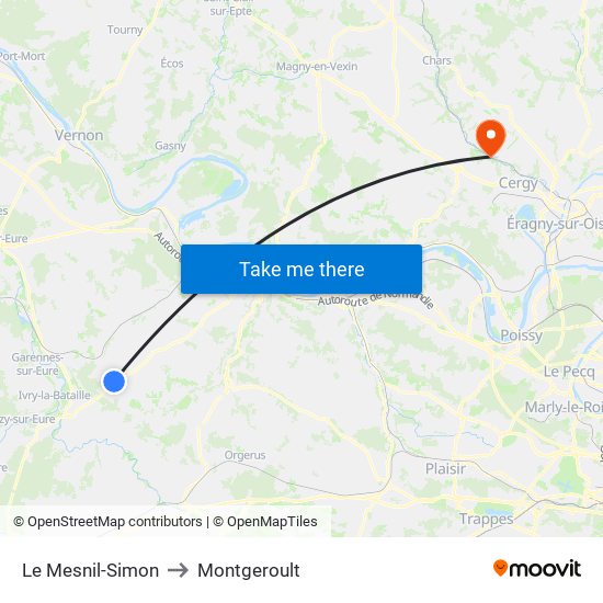 Le Mesnil-Simon to Montgeroult map