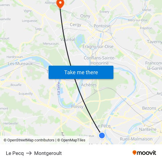 Le Pecq to Montgeroult map