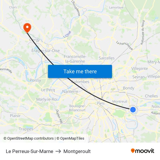 Le Perreux-Sur-Marne to Montgeroult map