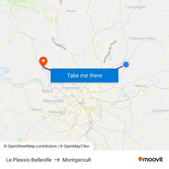 Le Plessis-Belleville to Montgeroult map