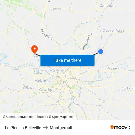 Le Plessis-Belleville to Montgeroult map