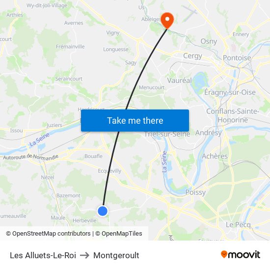 Les Alluets-Le-Roi to Montgeroult map