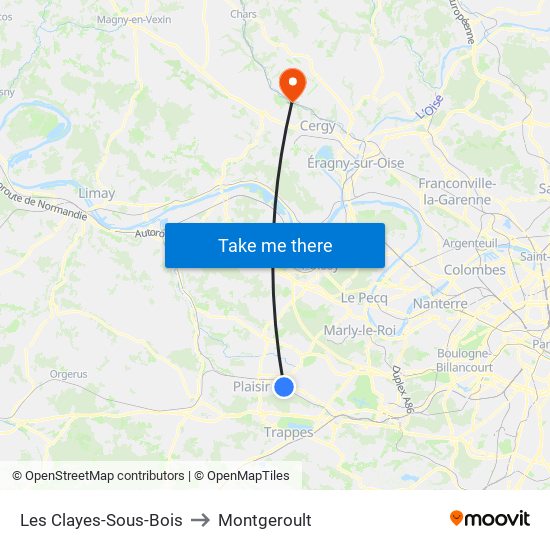 Les Clayes-Sous-Bois to Montgeroult map