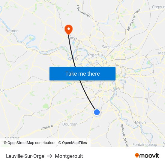 Leuville-Sur-Orge to Montgeroult map