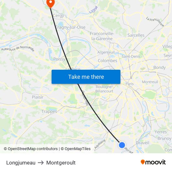 Longjumeau to Montgeroult map