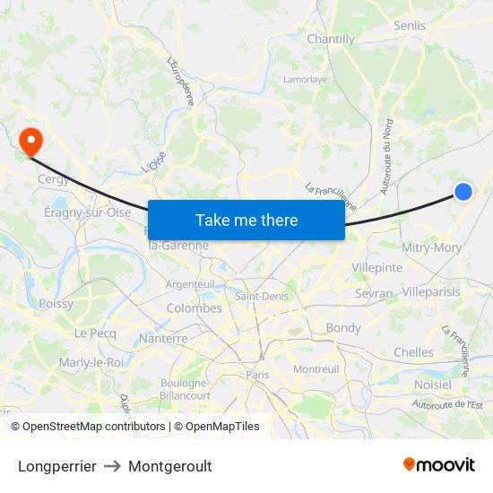 Longperrier to Montgeroult map