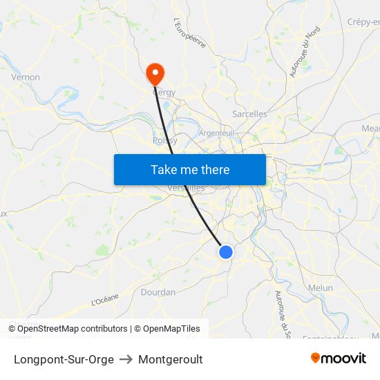Longpont-Sur-Orge to Montgeroult map