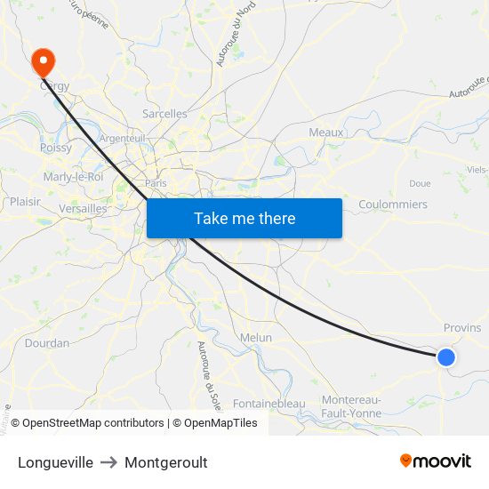 Longueville to Montgeroult map