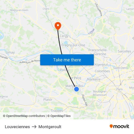 Louveciennes to Montgeroult map