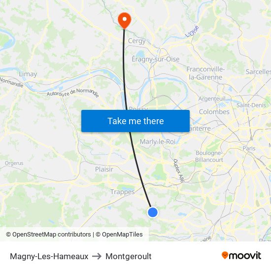 Magny-Les-Hameaux to Montgeroult map