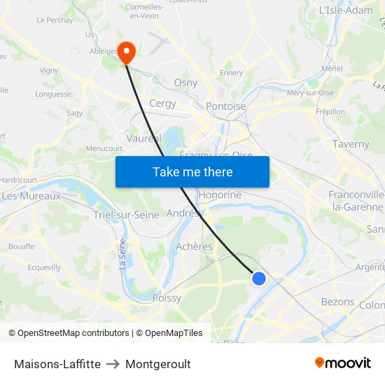 Maisons-Laffitte to Montgeroult map
