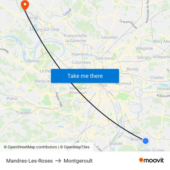 Mandres-Les-Roses to Montgeroult map