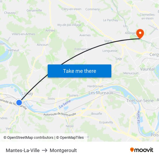 Mantes-La-Ville to Montgeroult map