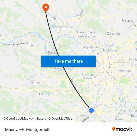 Massy to Montgeroult map