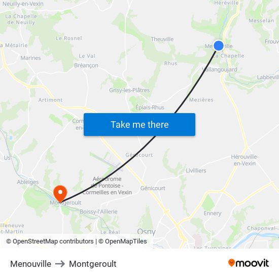 Menouville to Montgeroult map