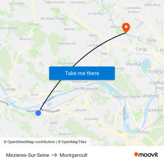 Mezieres-Sur-Seine to Montgeroult map