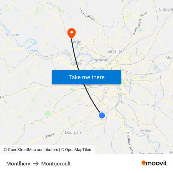 Montlhery to Montgeroult map