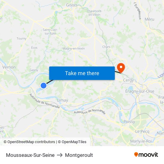 Mousseaux-Sur-Seine to Montgeroult map