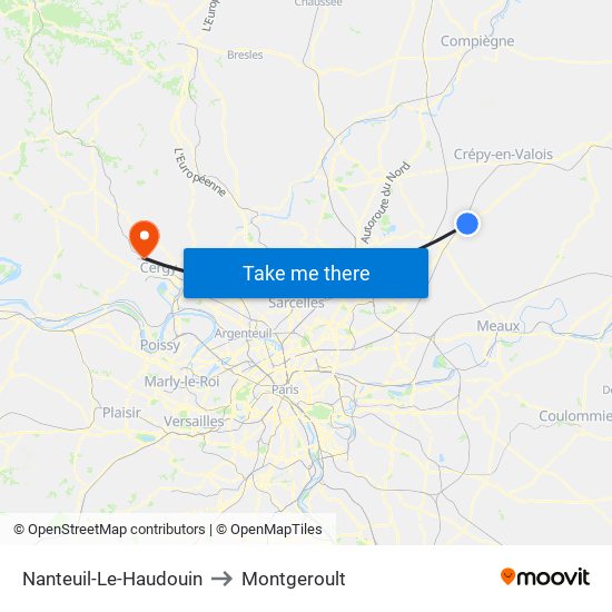 Nanteuil-Le-Haudouin to Montgeroult map