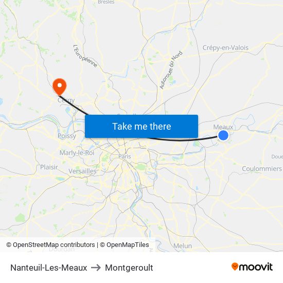 Nanteuil-Les-Meaux to Montgeroult map