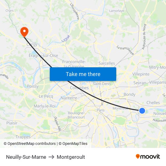 Neuilly-Sur-Marne to Montgeroult map