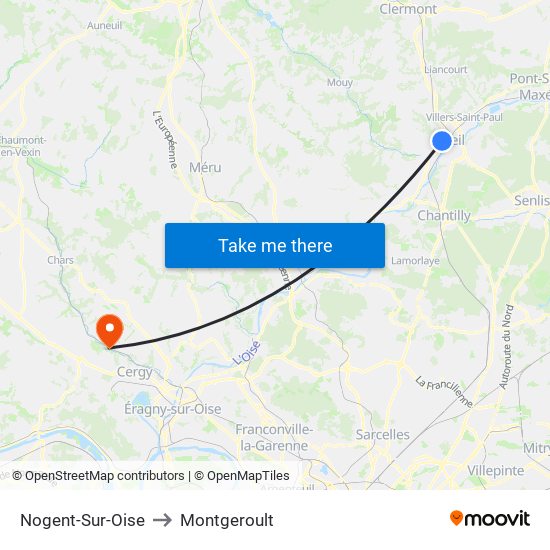 Nogent-Sur-Oise to Montgeroult map