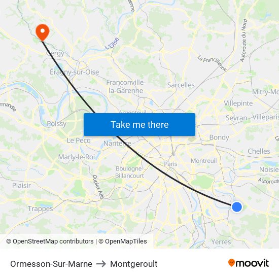 Ormesson-Sur-Marne to Montgeroult map