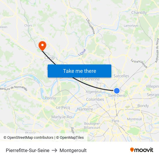 Pierrefitte-Sur-Seine to Montgeroult map