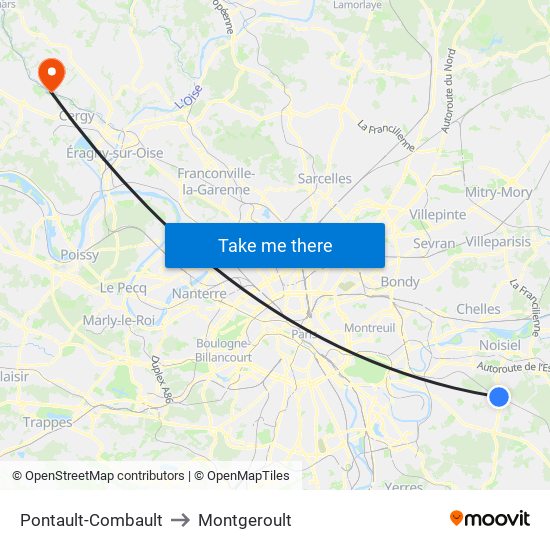 Pontault-Combault to Montgeroult map