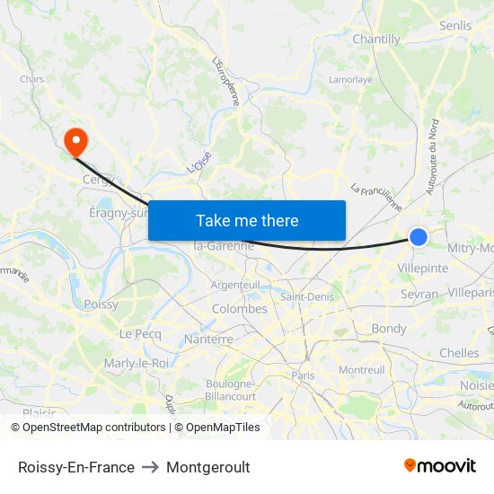 Roissy-En-France to Montgeroult map