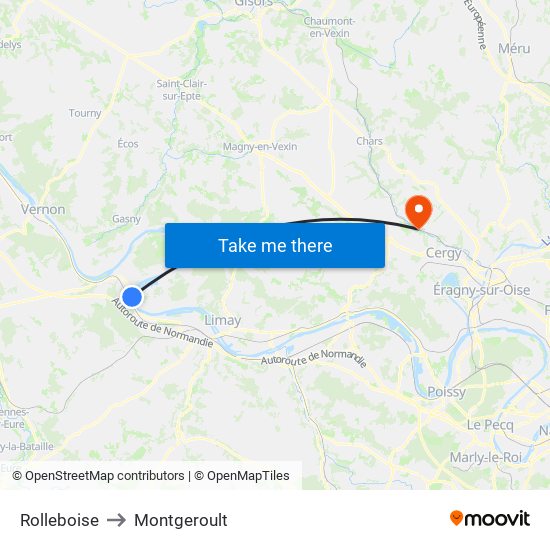 Rolleboise to Montgeroult map