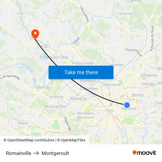 Romainville to Montgeroult map