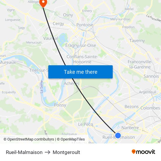 Rueil-Malmaison to Montgeroult map