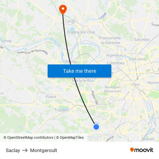 Saclay to Montgeroult map