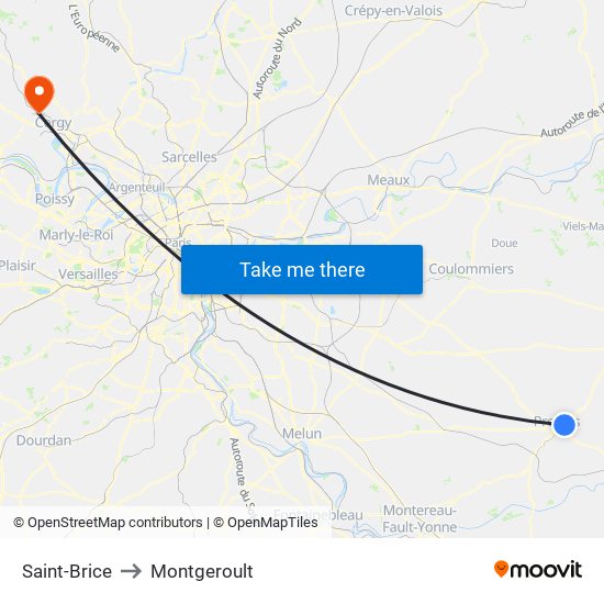 Saint-Brice to Montgeroult map
