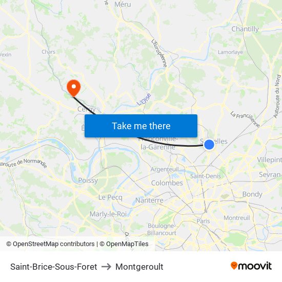 Saint-Brice-Sous-Foret to Montgeroult map