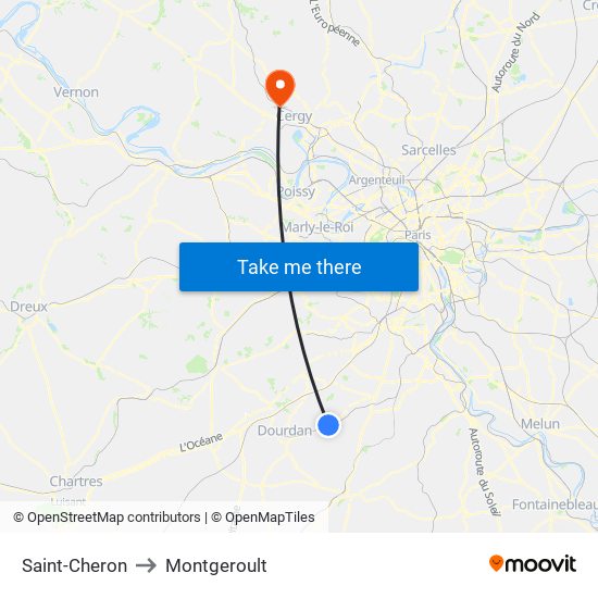 Saint-Cheron to Montgeroult map