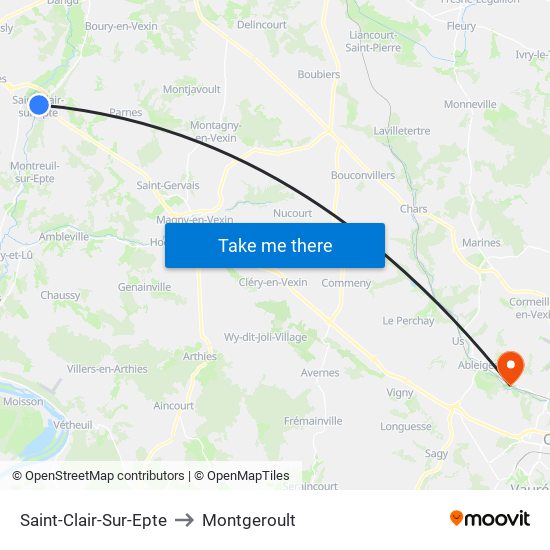 Saint-Clair-Sur-Epte to Montgeroult map