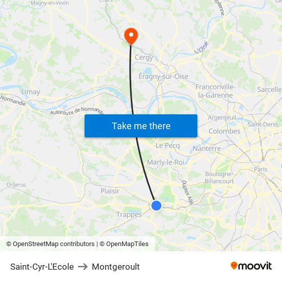 Saint-Cyr-L'Ecole to Montgeroult map