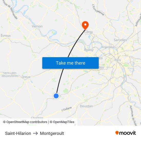 Saint-Hilarion to Montgeroult map