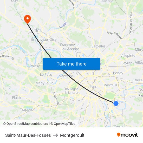 Saint-Maur-Des-Fosses to Montgeroult map