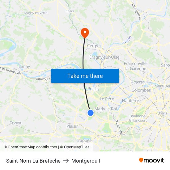 Saint-Nom-La-Breteche to Montgeroult map