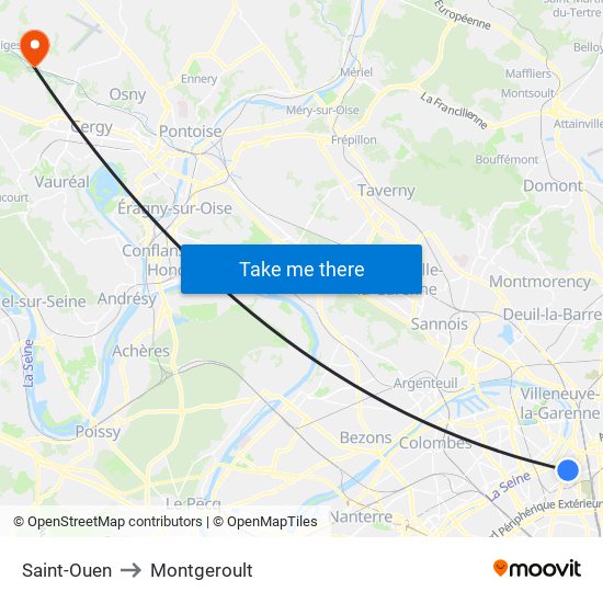 Saint-Ouen to Montgeroult map