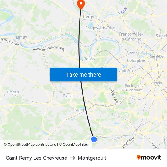 Saint-Remy-Les-Chevreuse to Montgeroult map