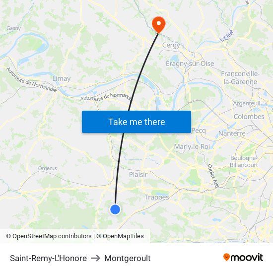 Saint-Remy-L'Honore to Montgeroult map