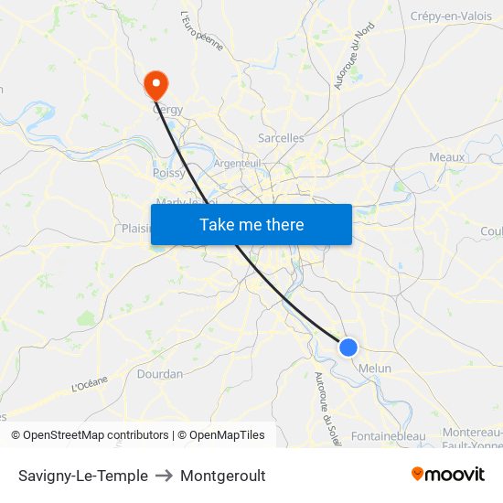 Savigny-Le-Temple to Montgeroult map